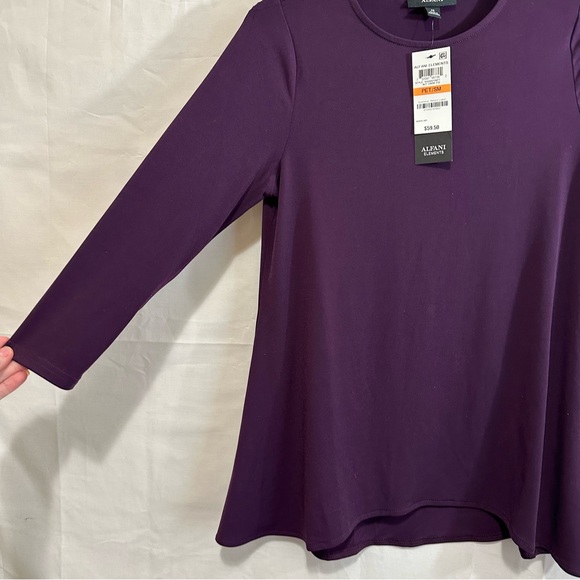 Alfani Women Printed High Low Swing Tunic in Purple Petite Small - Picture 4 of 7